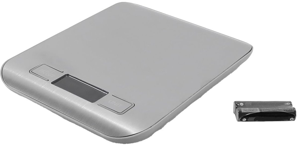 aladdien - Digitale Keukenweegschaal - Hoge Precisie - RVS - Waterdicht - Verlichte LCD - 5kg Capaciteit - Geschikt voor Koken - Zilver