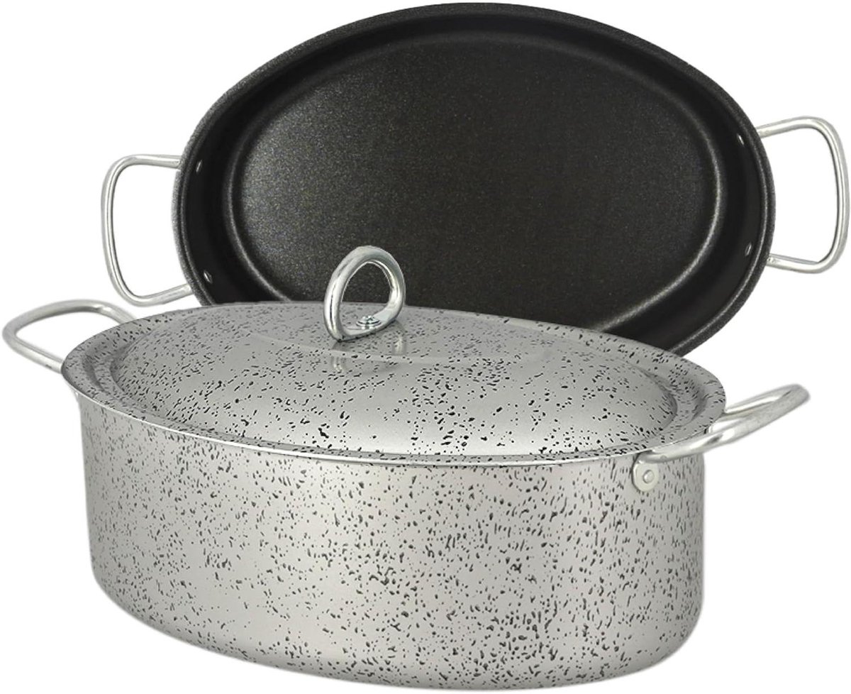 Ovale braadpan - Grote kookpan - Grote maaltijden - Gelijkmatige warmte - Ø 32 cm - Zilver