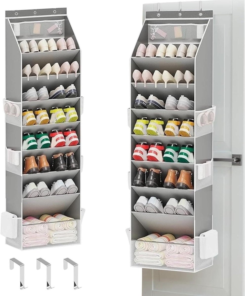 Deur Schoenen Organizer - Opbergrek - Ruimte Besparen - 8 Lagen Capaciteit - 171 cm Hoog - Grijs