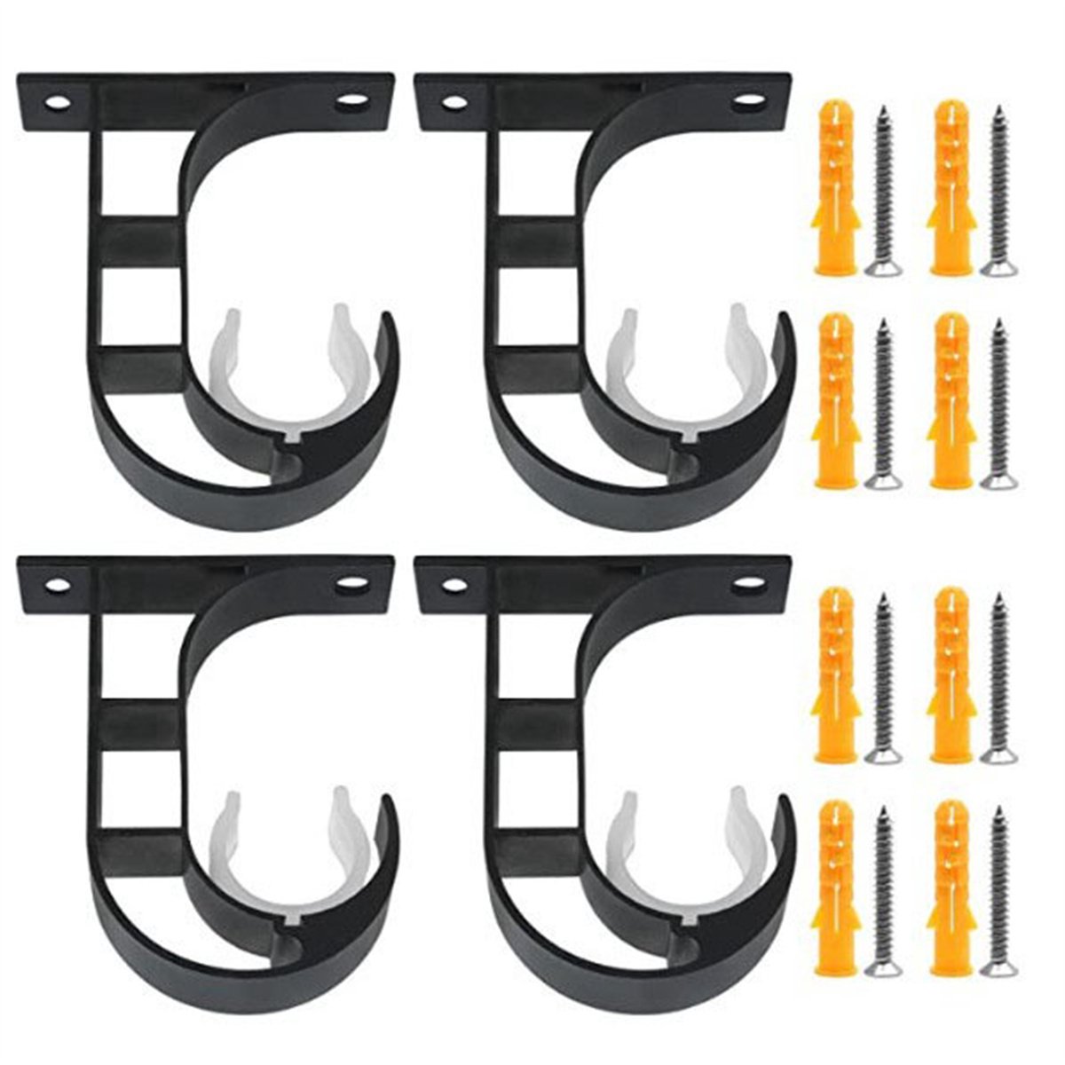 carmdering - Plafond Gordijnroed Beugel - Plafondmontage Houder - Zware Steunbeugels - Unieke Gesp Ontwerp - Stabiele Dubbele Steun - Aluminium Legering - Roestvrij Zwarte Afwerking - Bespaart Muurruimte Voor Smalle Wanden - 4 Stuks