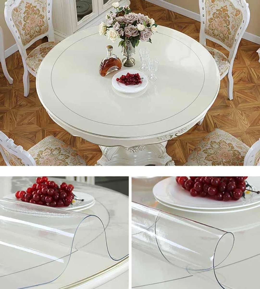Tafelbeschermer Rond - Plastic Tafelkleed - Tafel Beschermen - Op Maat Te Knippen - 130 cm Diameter - Transparant