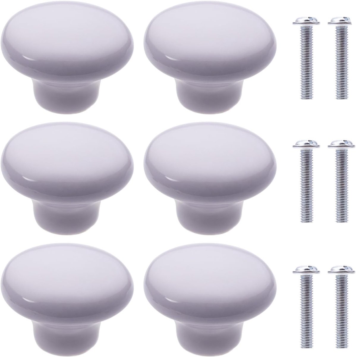 Meubelknoppen - Keramische Handgrepen Ronde Knoppen - 6 Stuks - 32x32x24 mm Glad Oppervlak - Voor Kinderkamer Keuken Kast - Paars