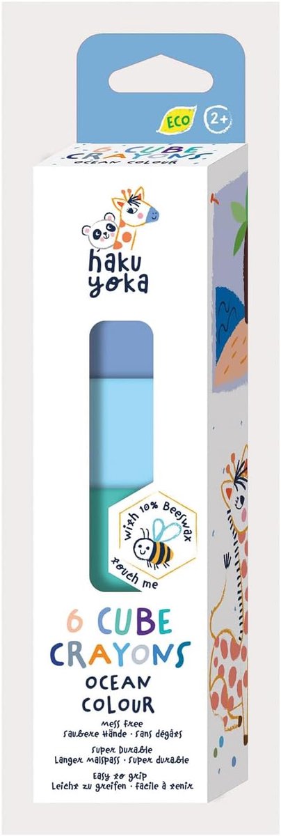 Haku Yoka waskrijtjes blokvorm - set van 6 multicolor krijtjes