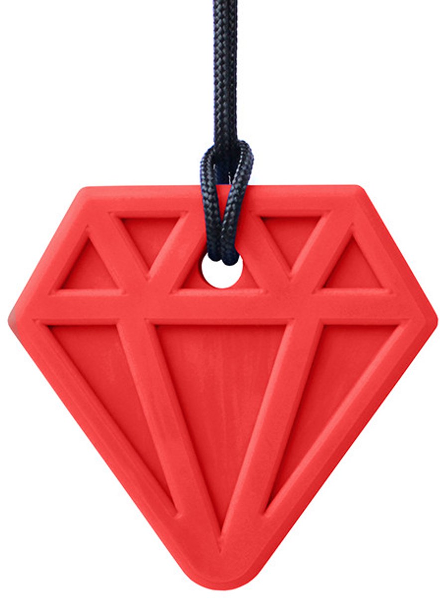 ARK Therapeutic bijtketting diamant rood kauwsieraad voor kinderen.