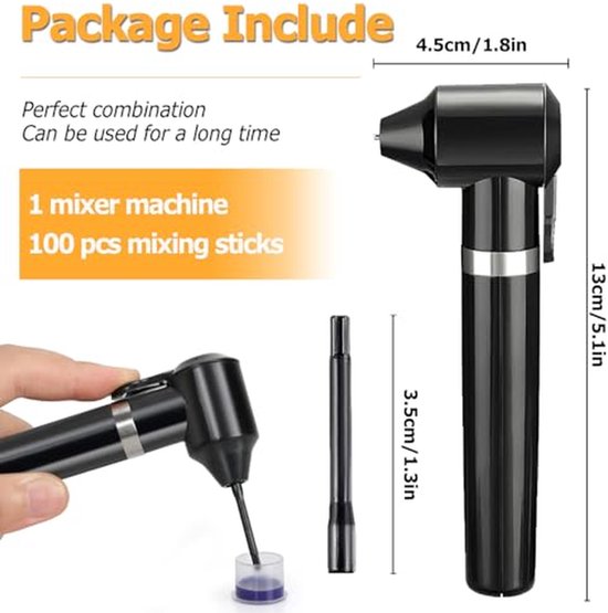 Pigment Mixer Machine met 100 Inkt Mengsticks - Elektrische Kleur Mixer voor Make-up en Tattoo Supplies — afbeelding 4