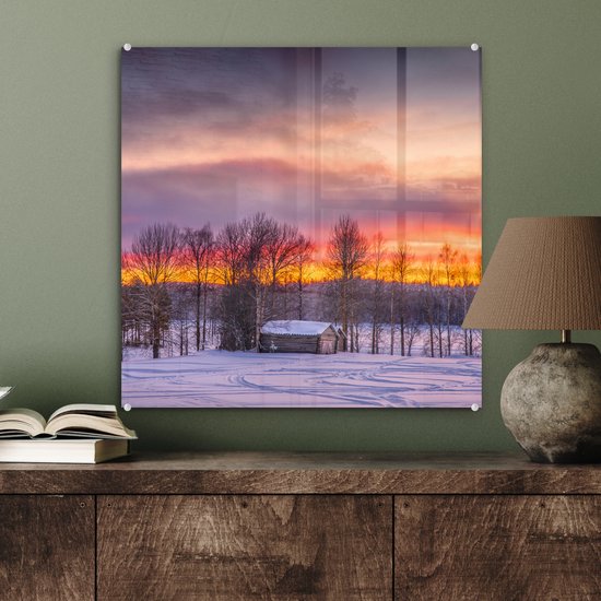 Peinture sur Verre - Twilight Lowland en Suède - 50x50 cm - Peintures sur Verre Peintures - Photo sur Glas