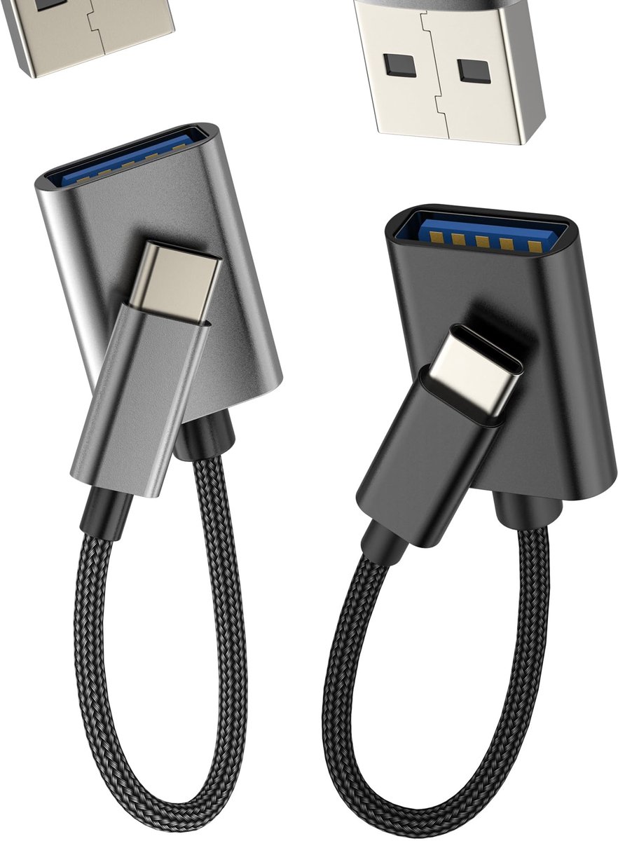 USB C naar USB 3.0 OTG Adapter 2-Pack - Type C naar USB-A voor iPhone, MacBook, iPad en Samsung
