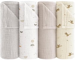 Baby Molton Doeken - Hydrofiele luiers - Baby verzorgen - 100% Katoen - 4 stuks 60x60cm - Apricot Blossom