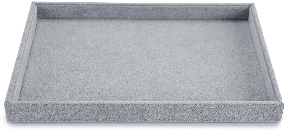 aladdien - Sieradendienblad - Sieradenopslag - Elegant fluweel - Grijs - Organizer voor ringen en oorbellen - Perfect voor dames en heren