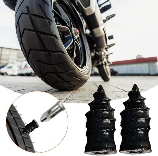 Rubberen Schroefbandenpluggen - Bandenservice Kit - Bandreparatie Onderweg - Zelfverspreidend Afdichtmiddel - 10 Stuks - Zwart — afbeelding 5
