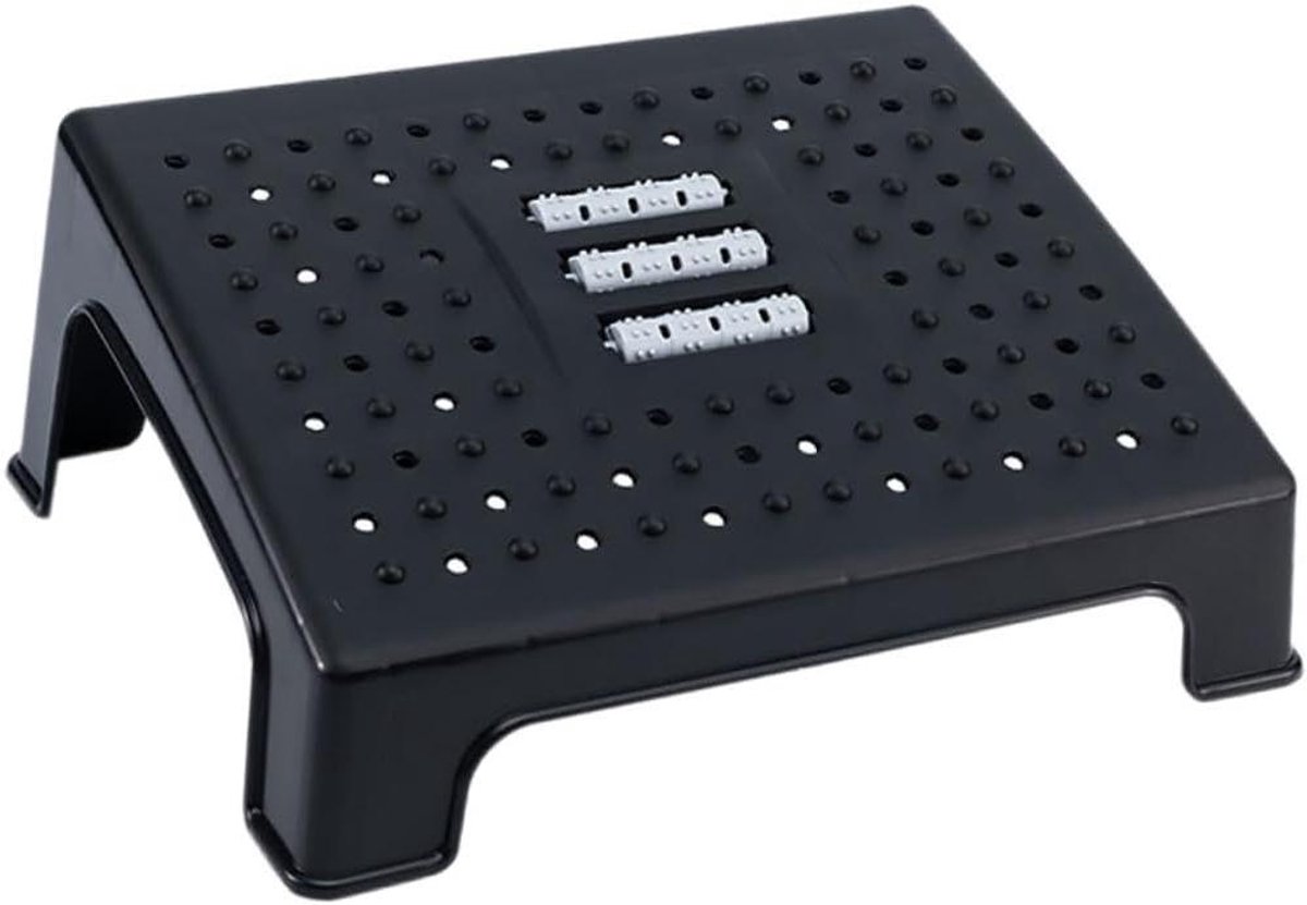Voetenbank - Hocker - Ontspannen Zitten - Met Massage rollers - 35.5 cm - Zwart