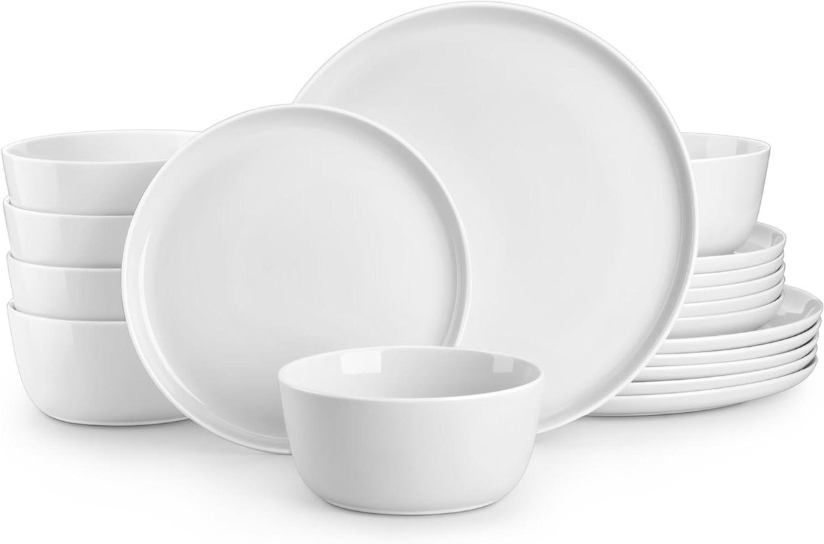 Porseleinen Servies - Diner Set - Dagelijks Gebruik - Hittebestendig Materiaal - 18 Delig - Wit