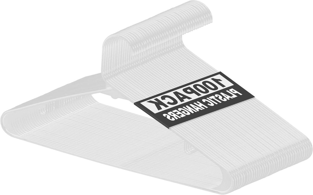 Kunststof Hangers - Ruimtebesparend - Kast Organiseren - Dubbele Haken Ontwerp - 100 stuks - Wit