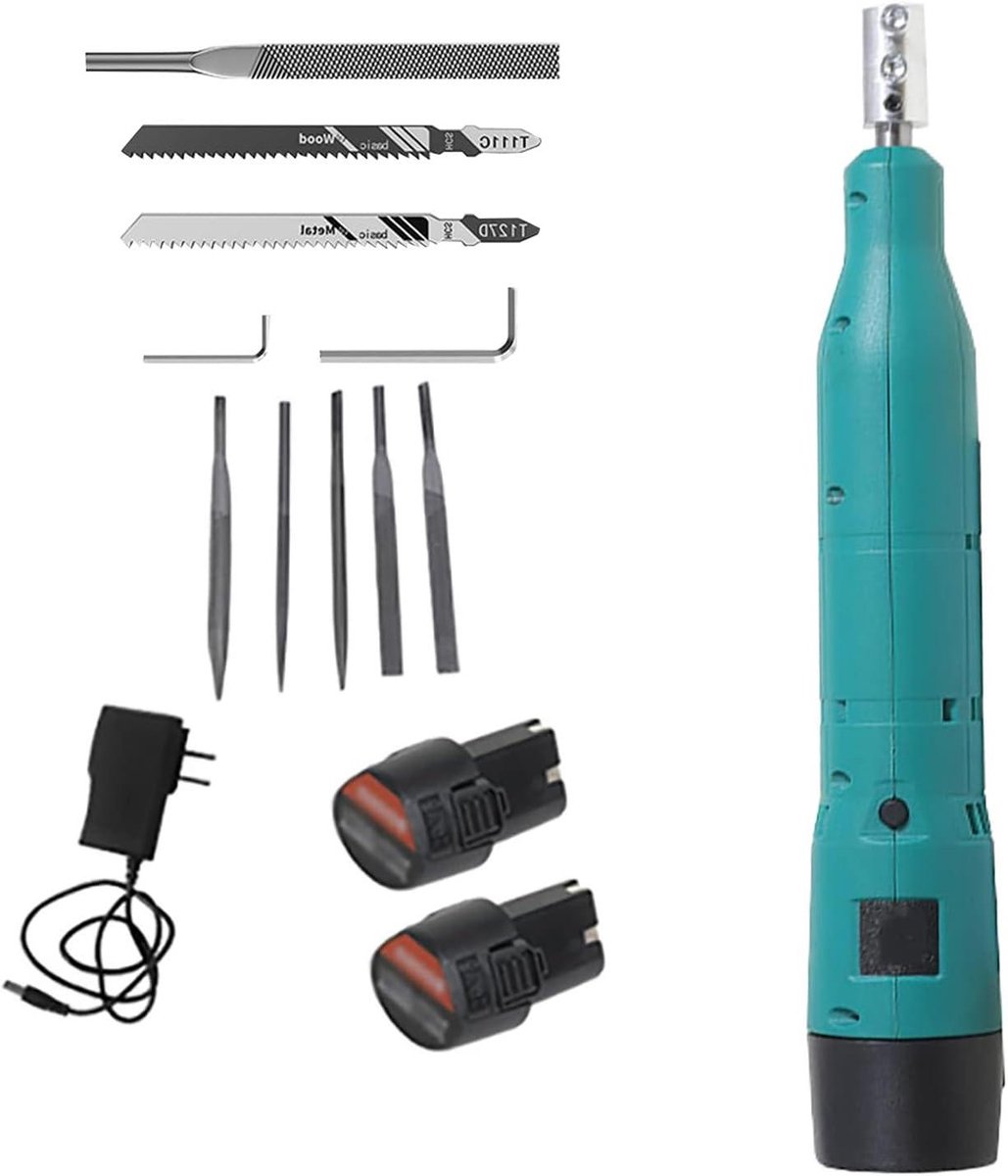 Elektrische Vijl - Metaalvijl Set - Hout Metaal - Variabele Snelheid - 5mm Slag - Groen
