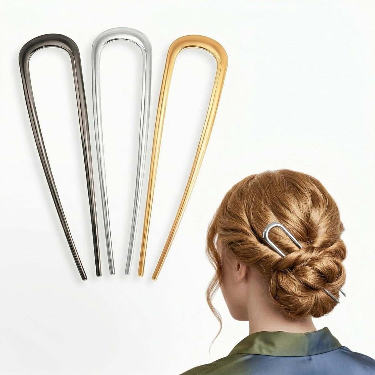 Franse Haarnaalden - U-vormige Spelden - Haar Opsteken - Grote Maat - 14 cm - Set van 3