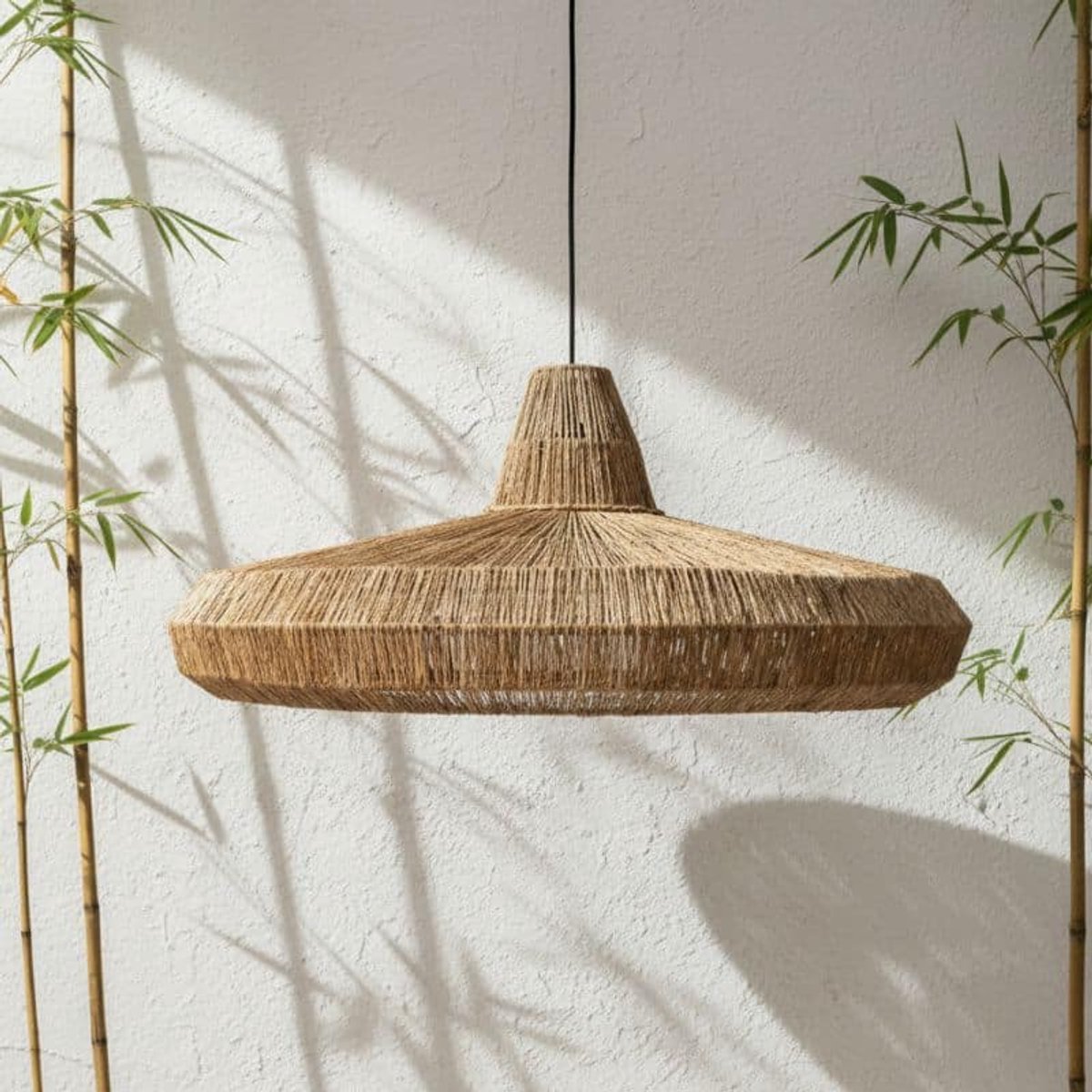 Ronde jute hanglamp Jerico -Ø88cm- 4Shine