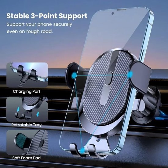 Telefoonhouder Auto - Smartphonehouder Ventilatierooster - Handsfree Bediening - Zwaartekracht Mechanisme - 10x10x10 mm - Normaal