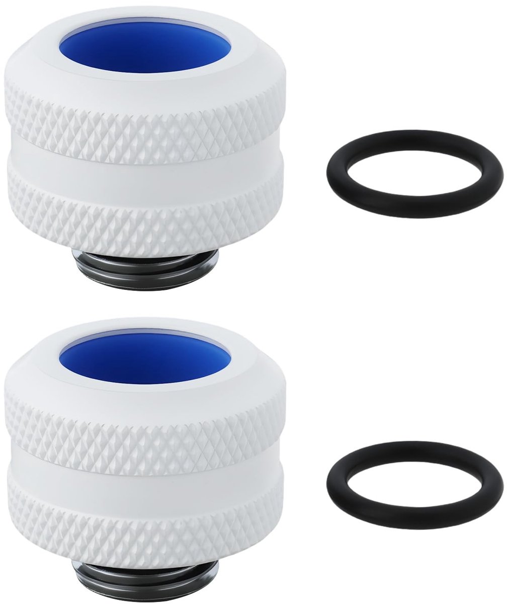 aladdien - Water Cooling Fittingen - G1/4 Inch - Geschikt voor PC Liquid Cooling Systemen - Wit - 14mm Hard Tubes - 2 stuks - Kwalitatief en duurzaam