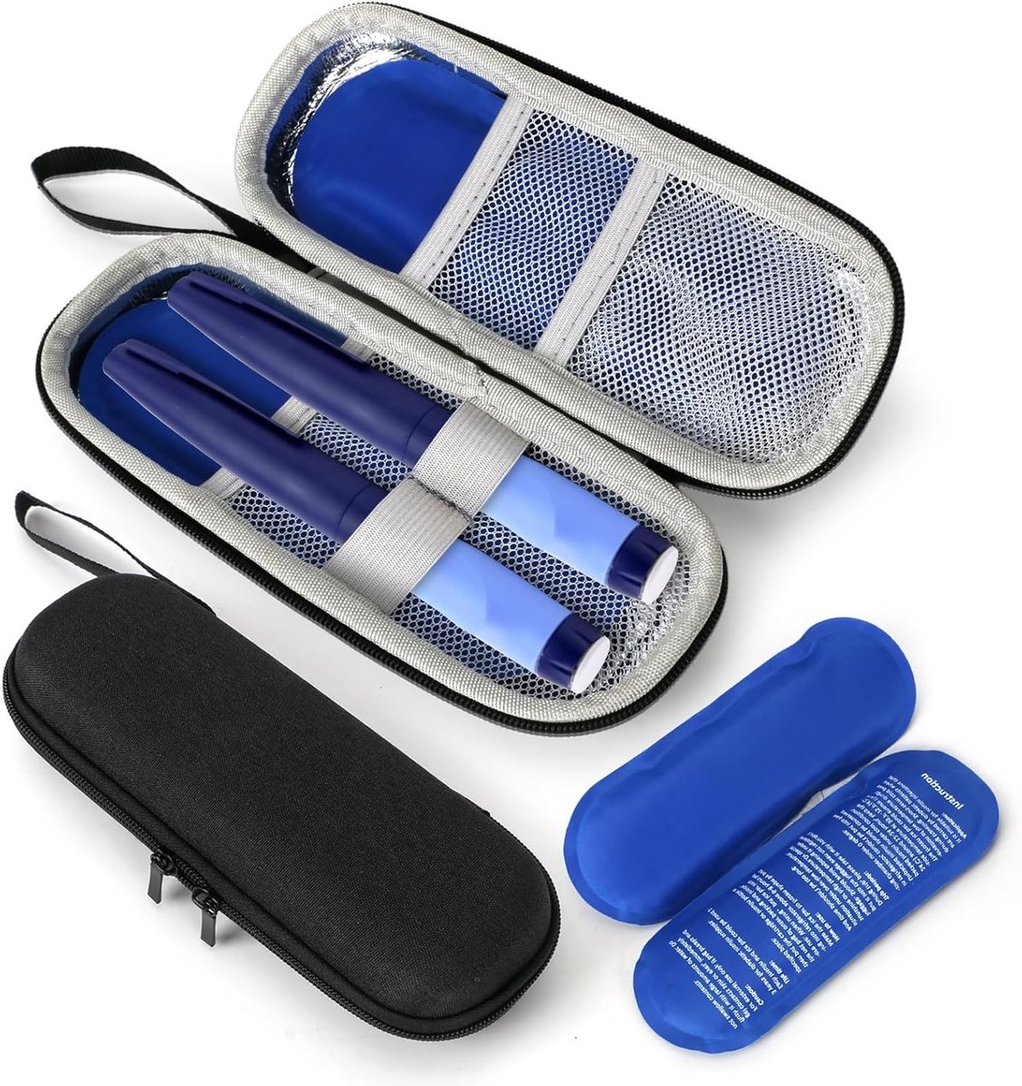 Koeltas voor Insuline met 2 Batterijen, Herbruikbare Diabetessac, Draagbare Medicijnopslag, Compact en Isolerend, Zwart