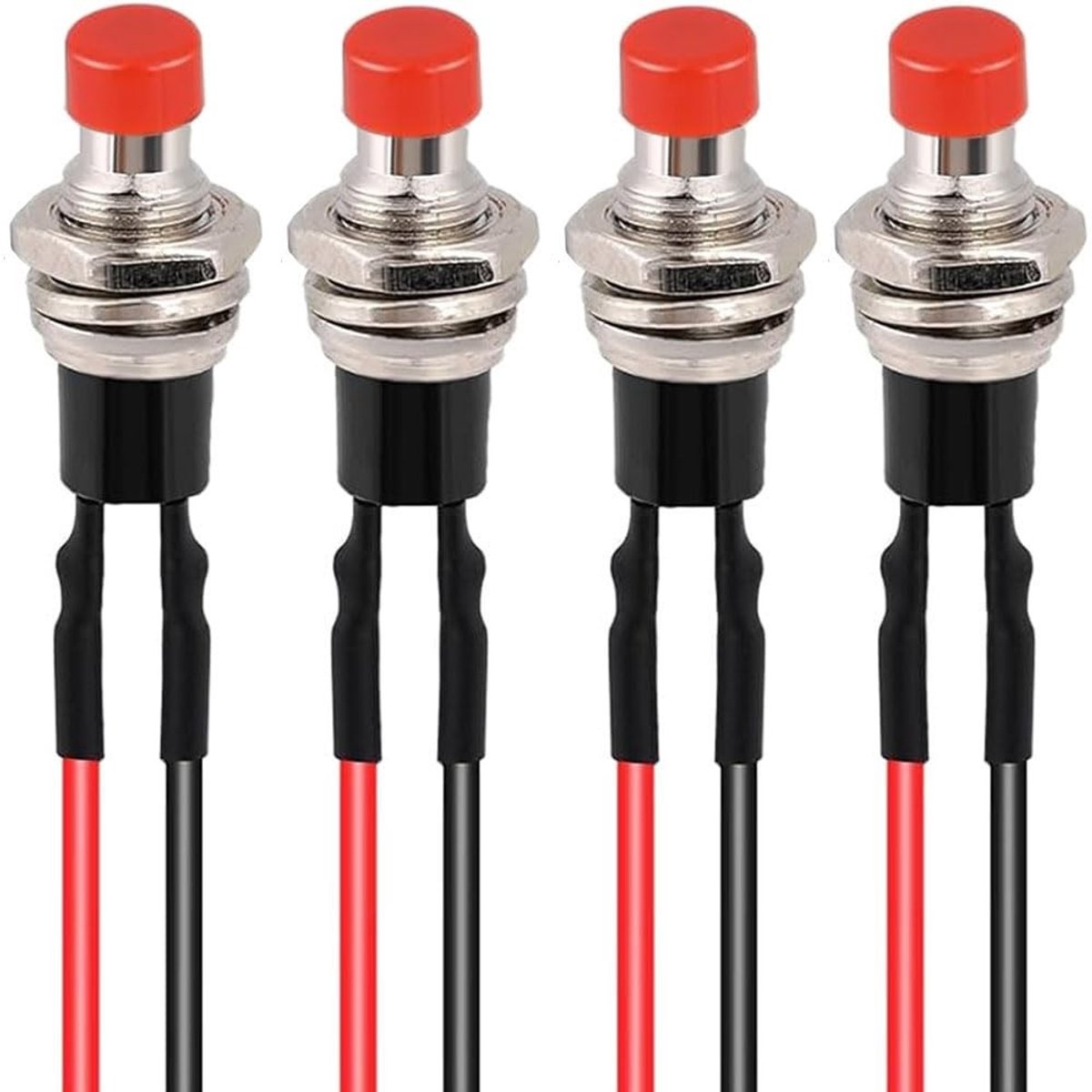 4pcs Mini Push Button Switch 7mm - Rood, Voor DIY en Elektronica