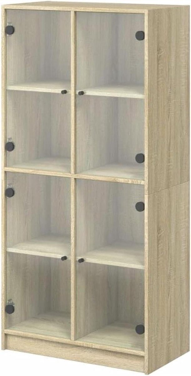 Hoge kast - Opbergkast dressoir - Boeken ordenen - Bewerkt hout - 68 cm breed - Sonoma eik