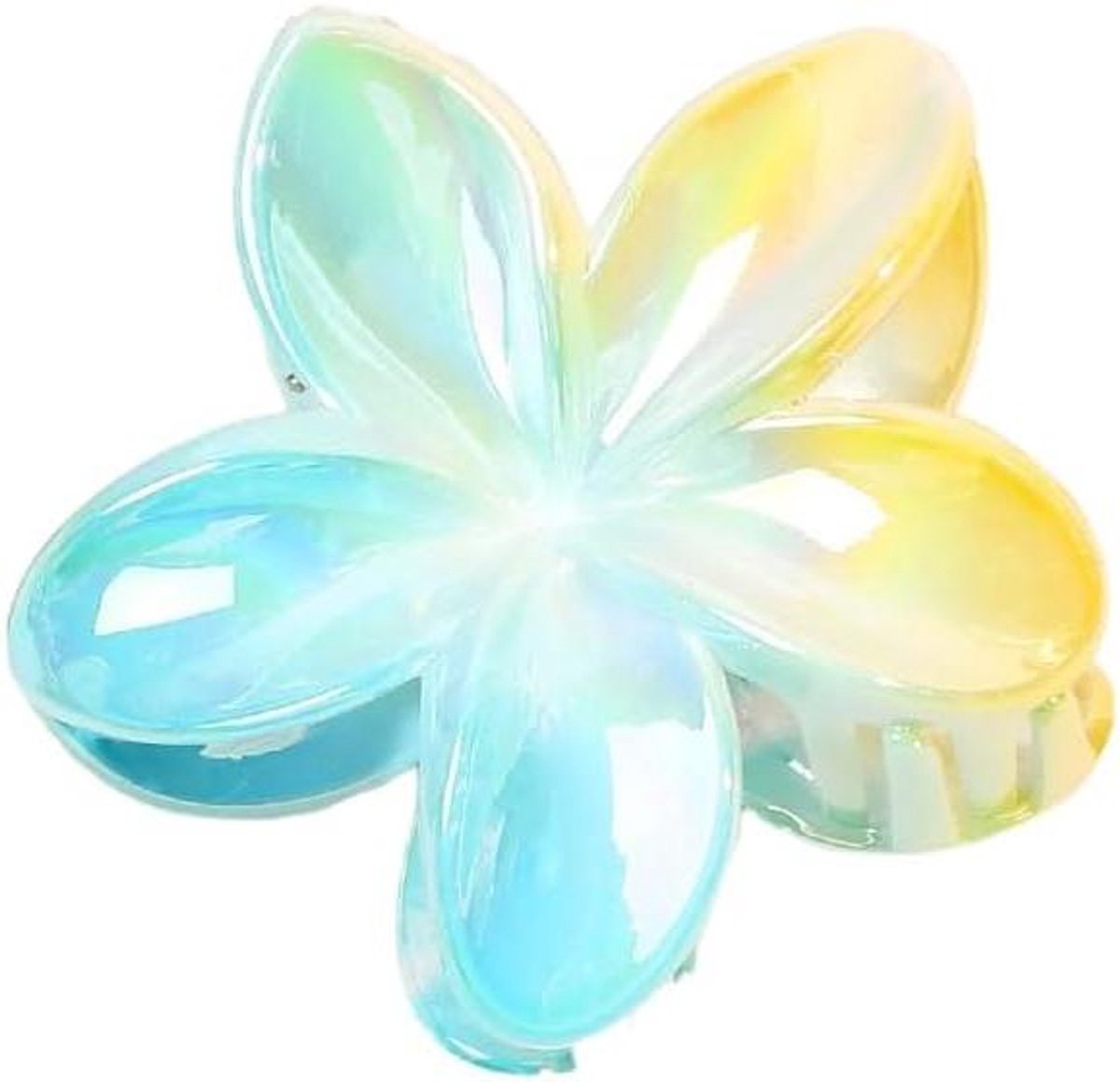 Haarklem bloem - Bloemen haarclip - Haarstyling - Lichtgewicht hars - 8 x 7 cm - Geel/blauw