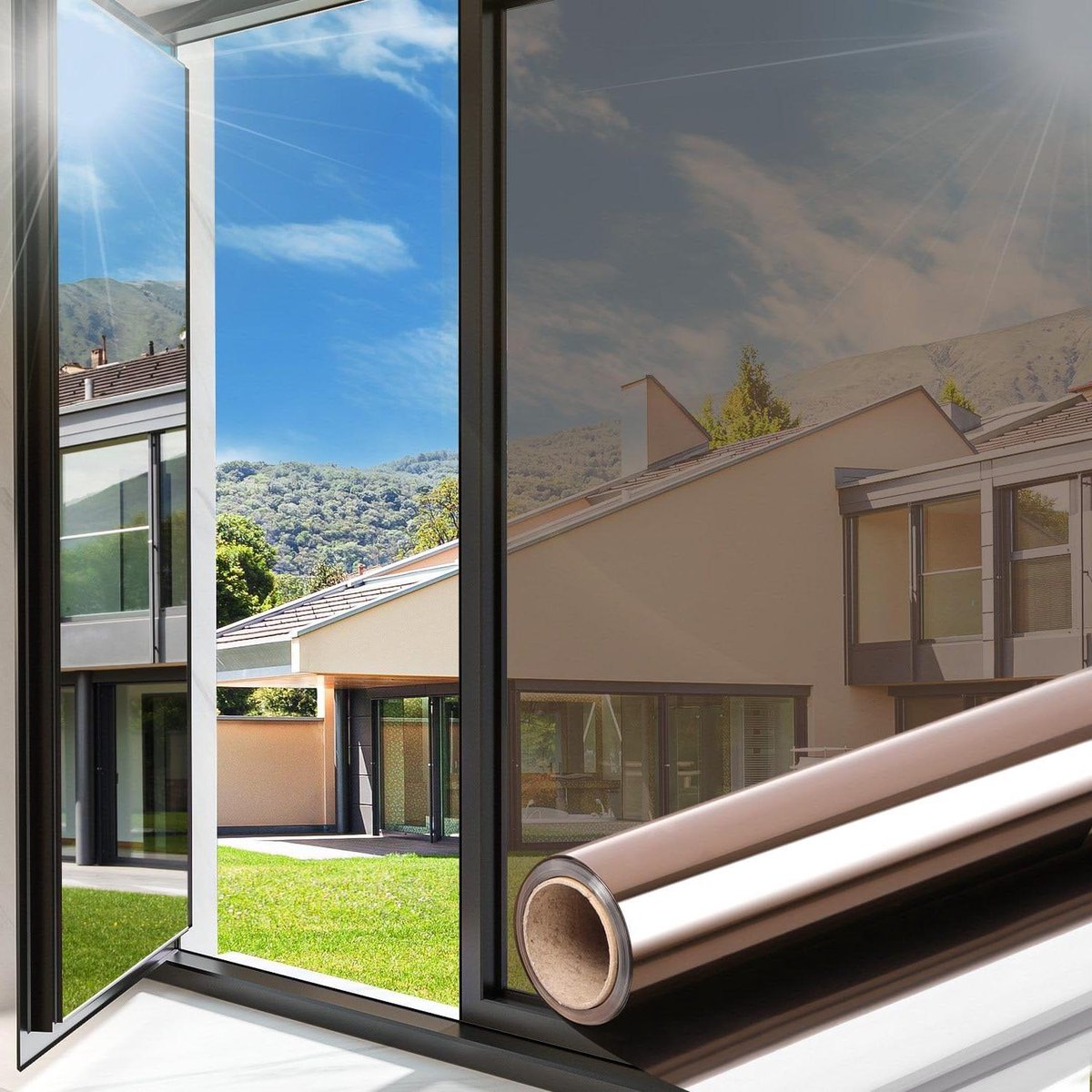 Raamfolie - Spiegel folie - Privacy creëren - Eenrichtingsspiegel effect - 44.5x200cm - Br