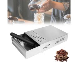Afklopbak Koffiedik Roestvrij Staal 35 cm met Uittrekbare Lade - Voor Espresso- en Koffiezetapparaten