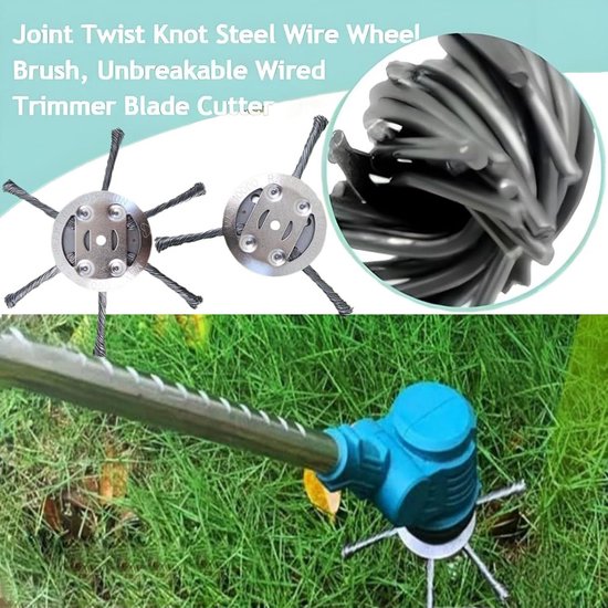2 stuks voor grastrimmer van staaldraad, tuinkop, voor borstels en grasmaaiers, op batterijen werkende onkruidborstel, wiel, wildkegel, mos met knopen, grasmaaier van Merkloos	 — afbeelding 4