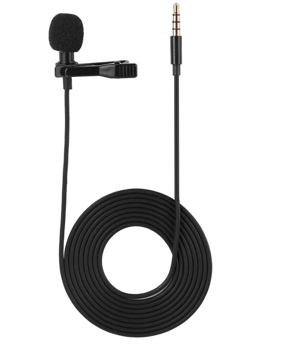 aladdien - Lavalier Microfoon - Omnidirectioneel - 360° Draaibare Clip - Compact - Smartphone Accessoire - Geschikt voor Interviews - Inclusief Kabel
