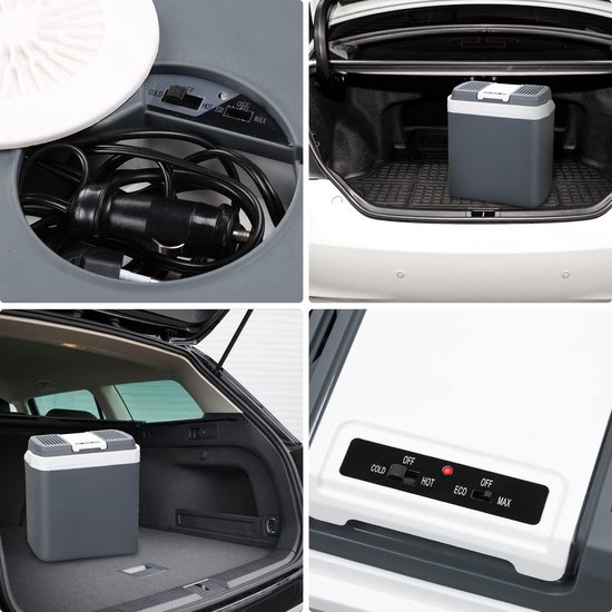 Elektrische koelbox - Mini koelkast - Kamperen en reizen - Koelt en verwarmt - 24 liter - Grijs — afbeelding 3