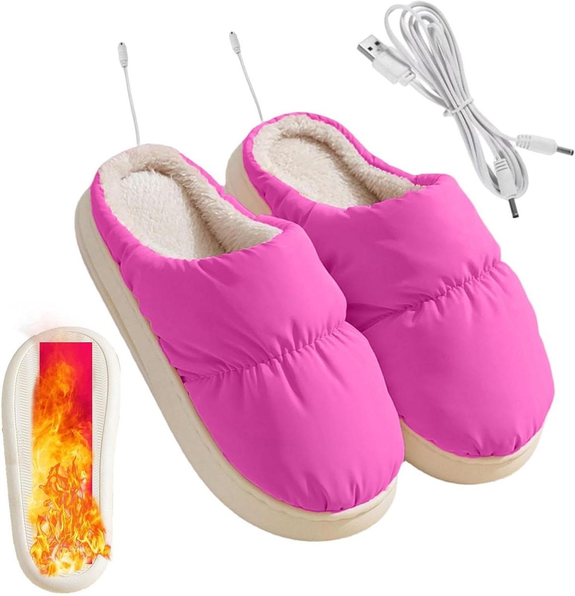 Elektrische Voetwarmers - Verwarmde Pantoffels - Warm Blijven - Snel Verwarmend - 30 cm Zool - Roze