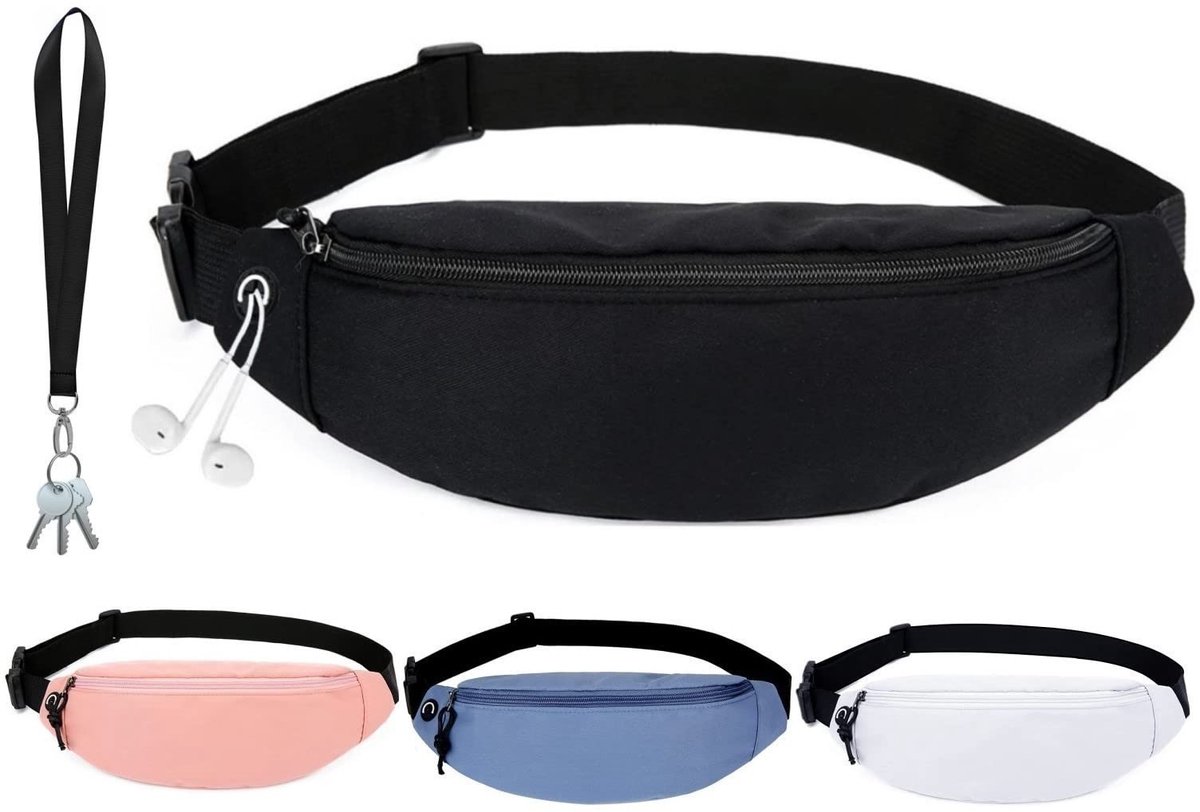 aladdien - Sporty waist bag - Heuptas voor outdoor activiteiten - Zwart - Ideaal voor wandelen en reizen - Lichtgewicht en waterdicht - Geschikt voo...