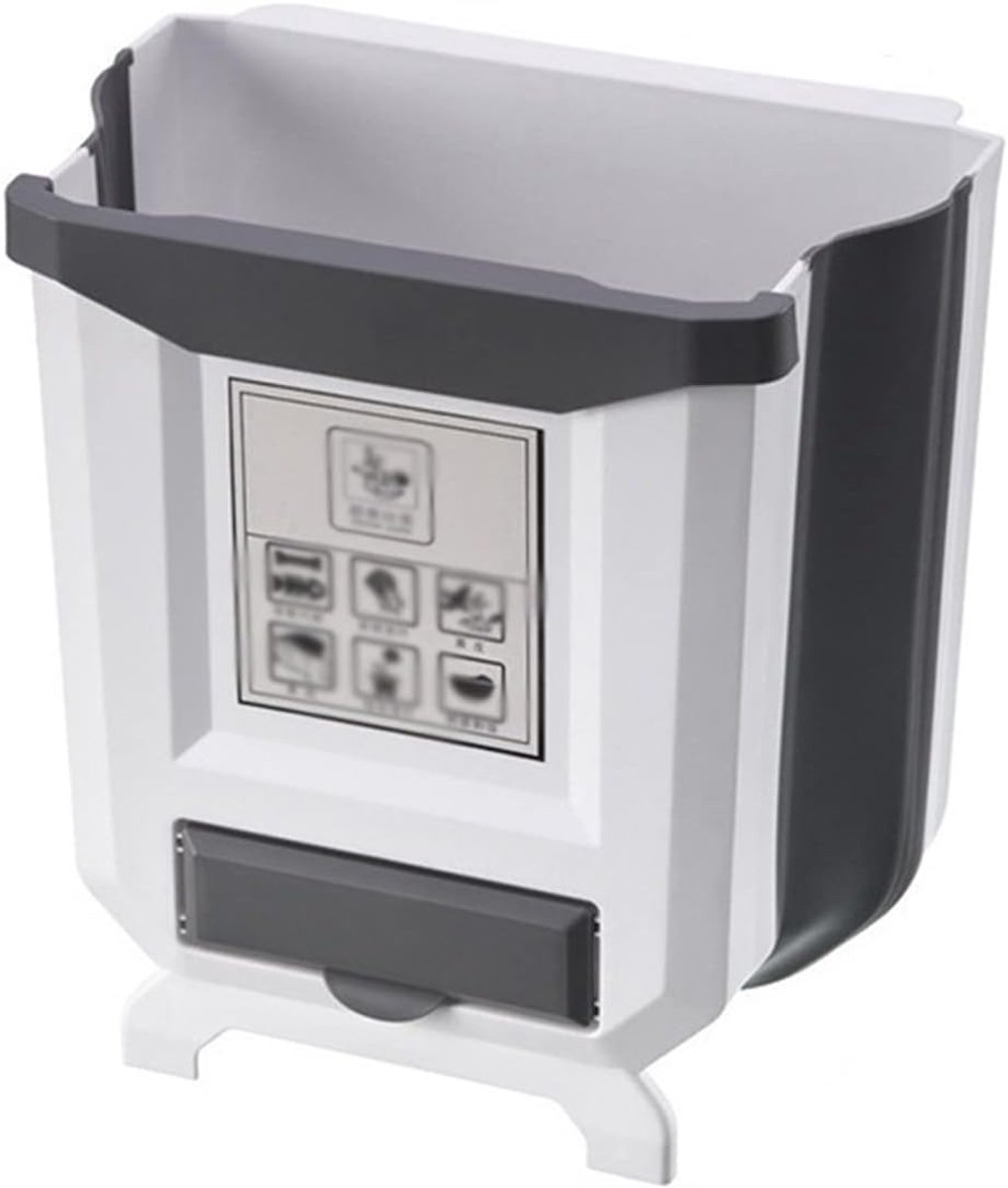 Keuken Prullenbak - Afvalbak Opvouwbaar - Ruimte Besparen - Hengt aan Deur - 25.5 cm - Wit