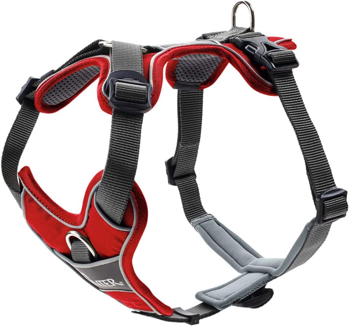 HUNTER DIVO Hondenharnas, S, 45-56 cm, rood/grijs