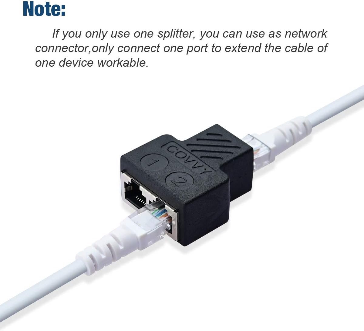 RJ45 splitter adapter bus, COVVY RJ45 splitter adapter 1 tot 2 dual vrouwelijke poort Cat 5/Cat 6 LAN netwerk Ethernet splitter connector (2 stuks, blauw)