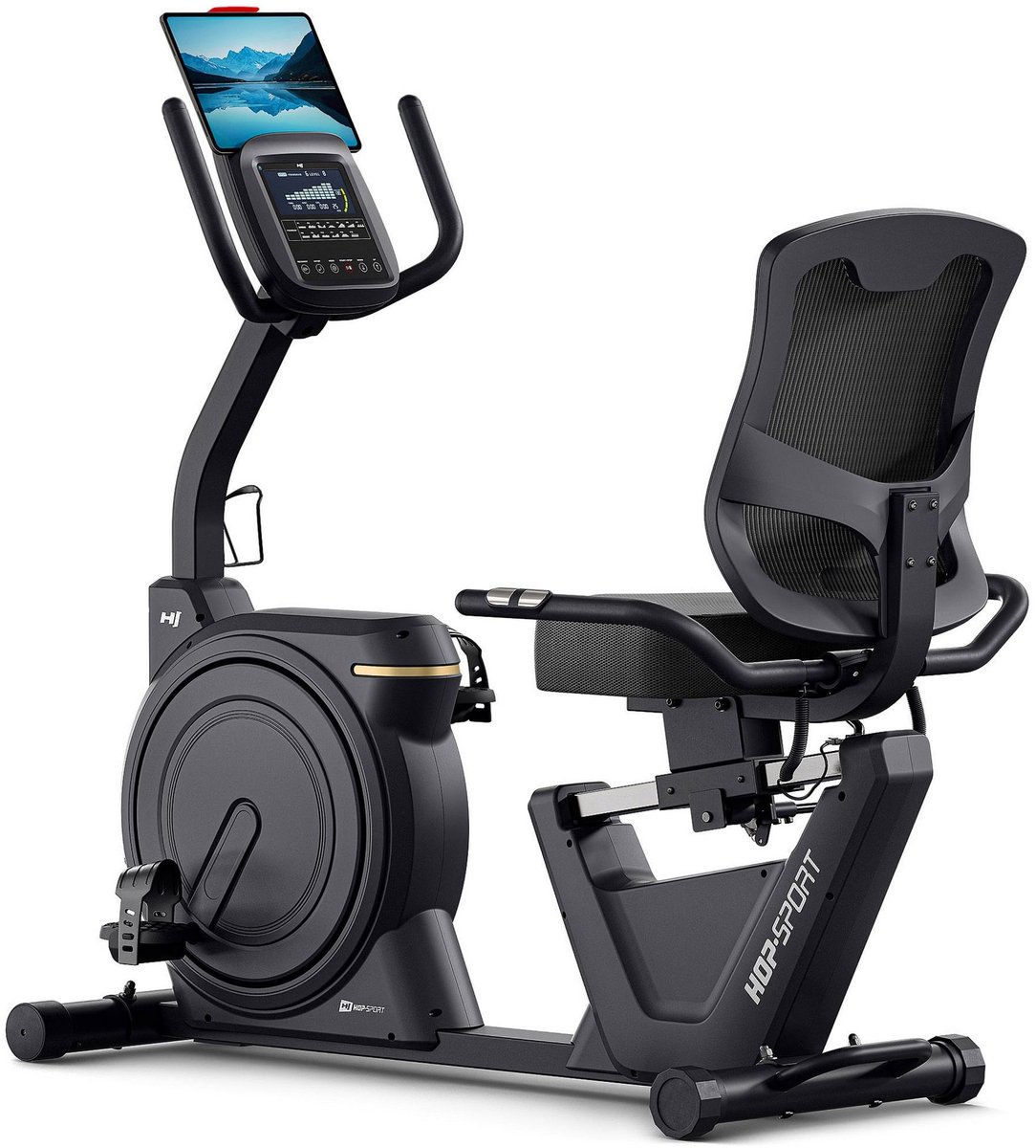 Hop Sport Ranker – Ligfiets hometrainer – Bluetooth Kinomap & Zwift – 32 weerstandsniveaus – 24 trainingsprogramma’s