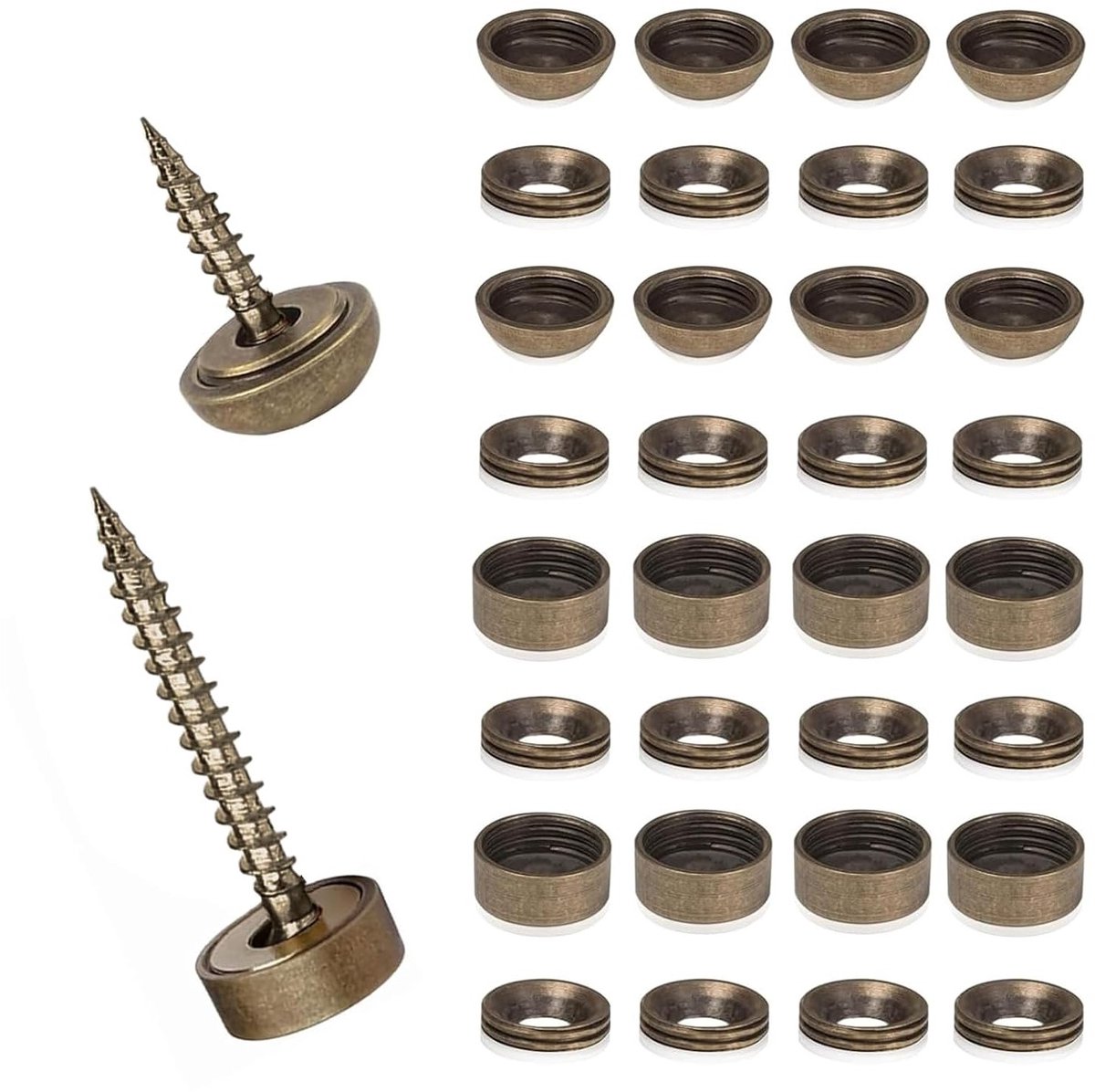 Decoratieve Spiegelschroeven met Caps - 16 Stuks Messing, Zelftappende Schroeven voor Hout en Spiegels, 9 mm en 12 mm