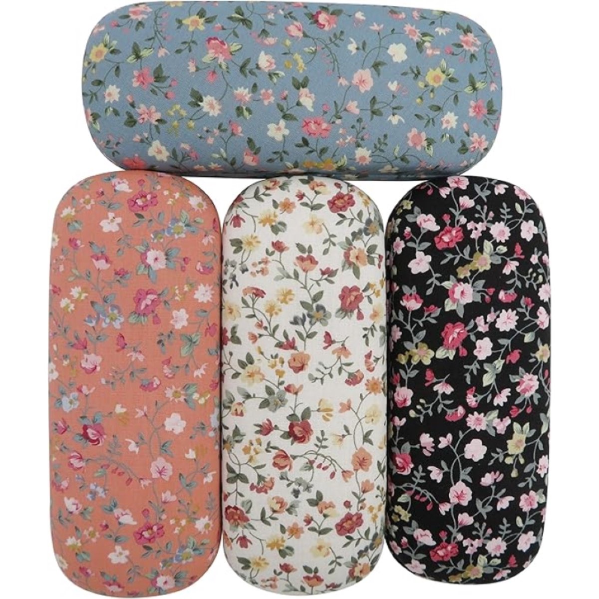 Set van 4 brillenetuis – Harde beschermhoezen - brillenkoker - brillendoos - brillenetui dames – Reisetuis – Voor brillen op sterkte en zonnebrillen – Stof – Meerkleurig