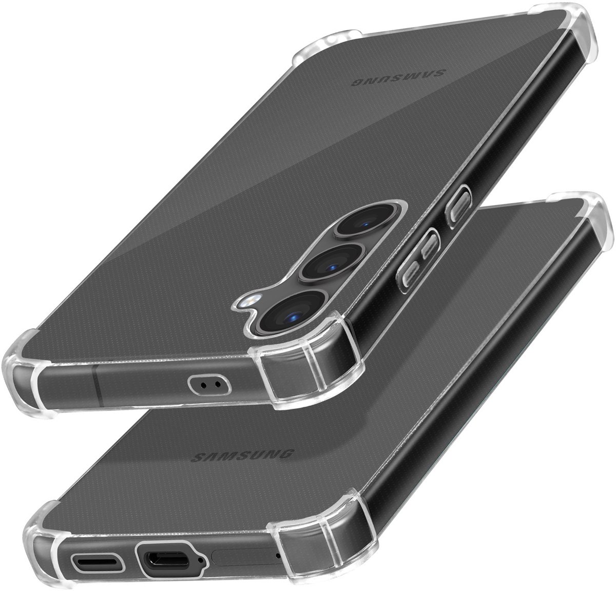 Mayaxess, Hoes Geschikt voor Samsung Galaxy S24 Silicone bumper Versterkte hoeken, Transparant