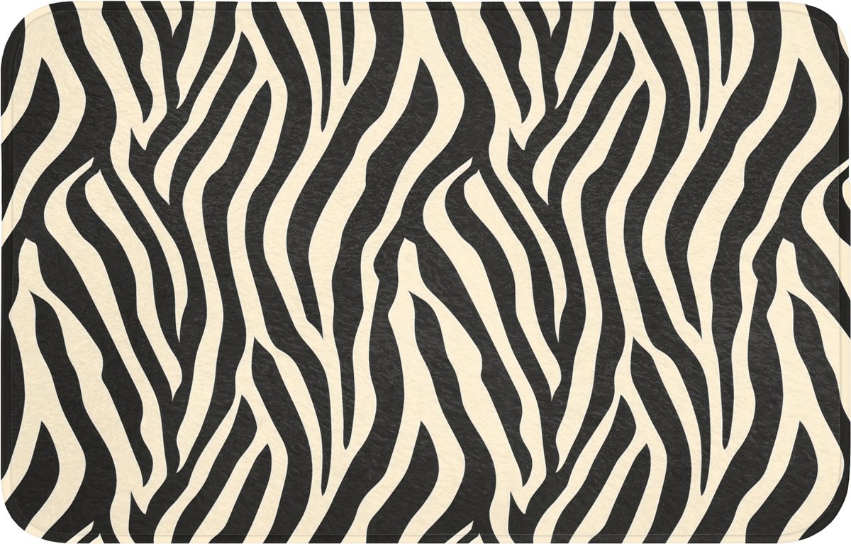 WC mat 80x50 cm - Antislip - Zebra - Print - Klassiek - Zwart - Toiletmat - Vloermat - Dou