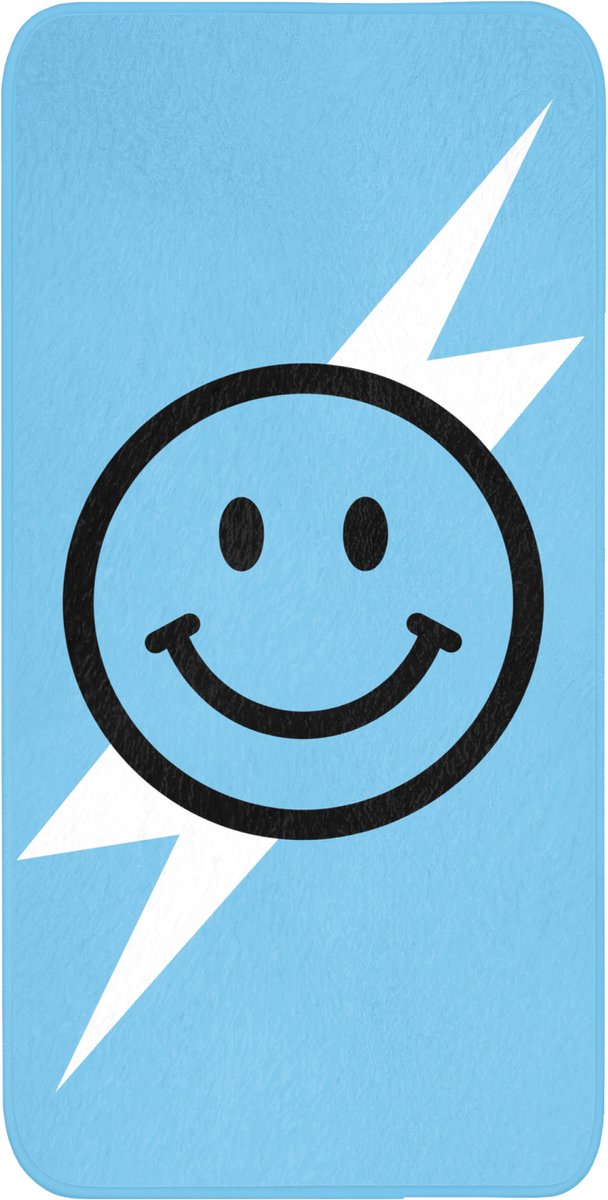 Badmat 60x120 cm - Antislip - Smiley - Blauw - Bliksem - Badmatten voor badkamer - Badkamermat - Douchemat - Badkamer mat