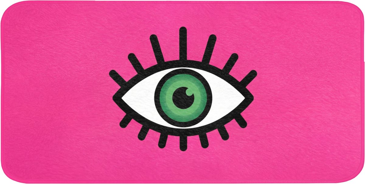 Badmat 120x60 cm - Antislip - Minimalistisch - Oog - Roze - Badmatten voor badkamer - Badkamermat - Douchemat - Badkamer mat
