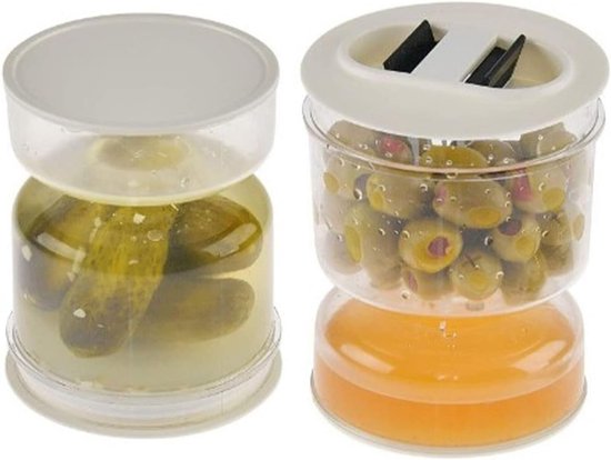 Kitchen Kitchen Storage, Juice Separator Of Wet And Dry Leakproof Upside Down Olives Food Saver Container Airtight Lid Hourglass Pickle Pot van MerryBooBoos — afbeelding 5