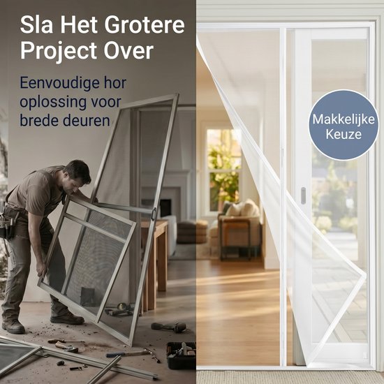 MUPOO Vliegengordijn Magnetisch - Hor Deur Schuifdeur met Verzwaarde Zoom- Zelfsluitend & Zonder Boren -hordeuren voor Schuifpui & Franse Deuren- 97x210 cm -Wit-1 stuk van Merkloos — afbeelding 5