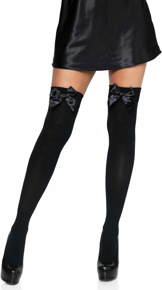 Dikke Over de Knie Kousen met Satijnen Strik voor Vrouwen, Perfect voor Halloween en Valentijnsdag, Mode en Comfort