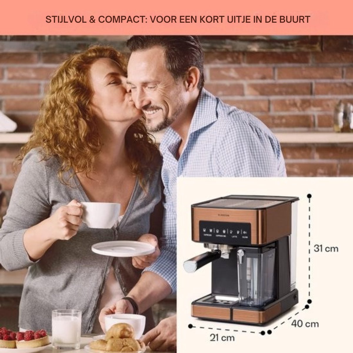 Thuys - Espressomachine - Koffiezetapparaat - Koffiemachines - Bruin — afbeelding 2