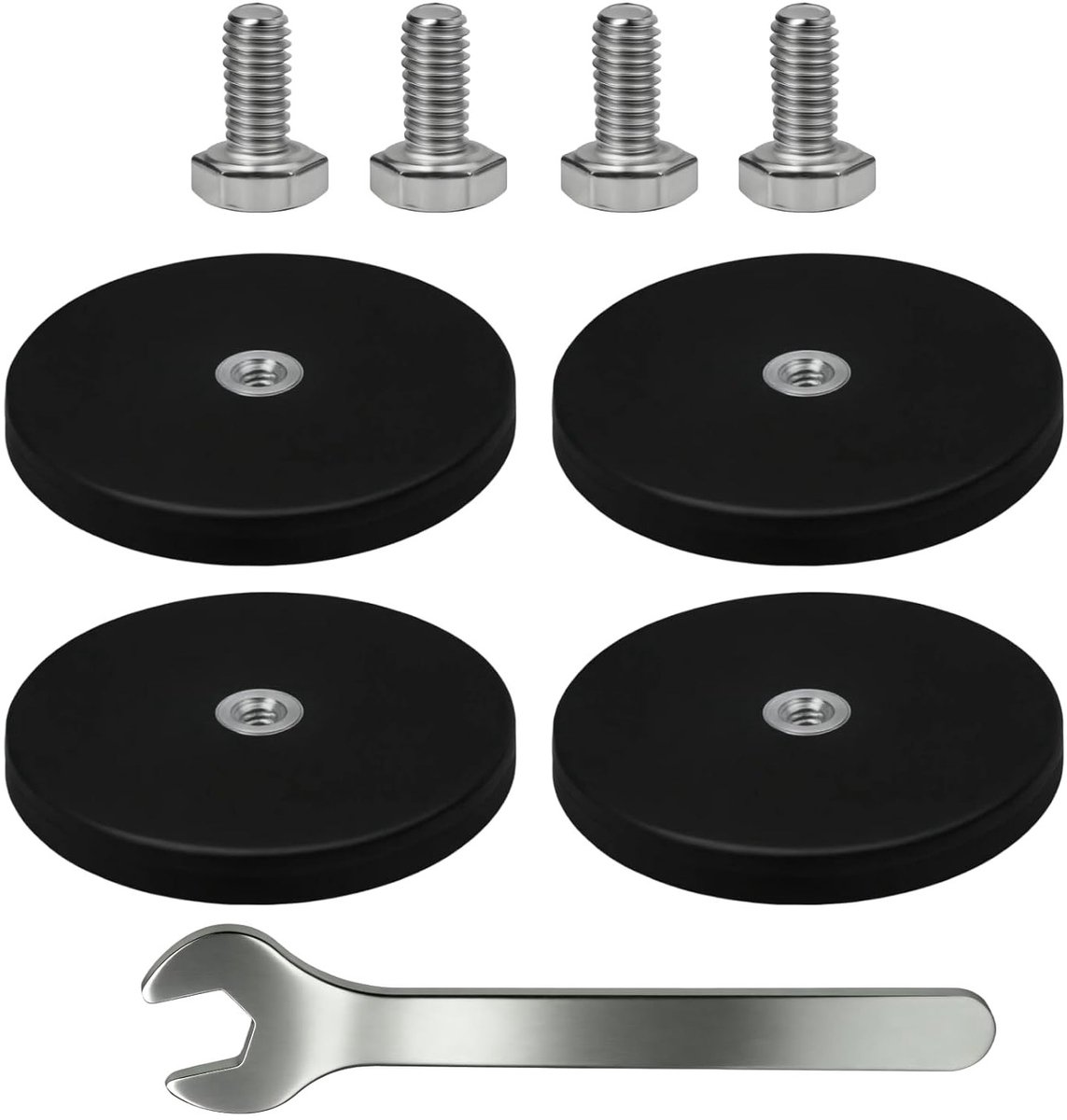 Set van 4 krachtige gegomde magneten met 15 kg hechtkracht – antislip houders voor buitentoepassingen, bevestigen van spiegels en diverse klussen