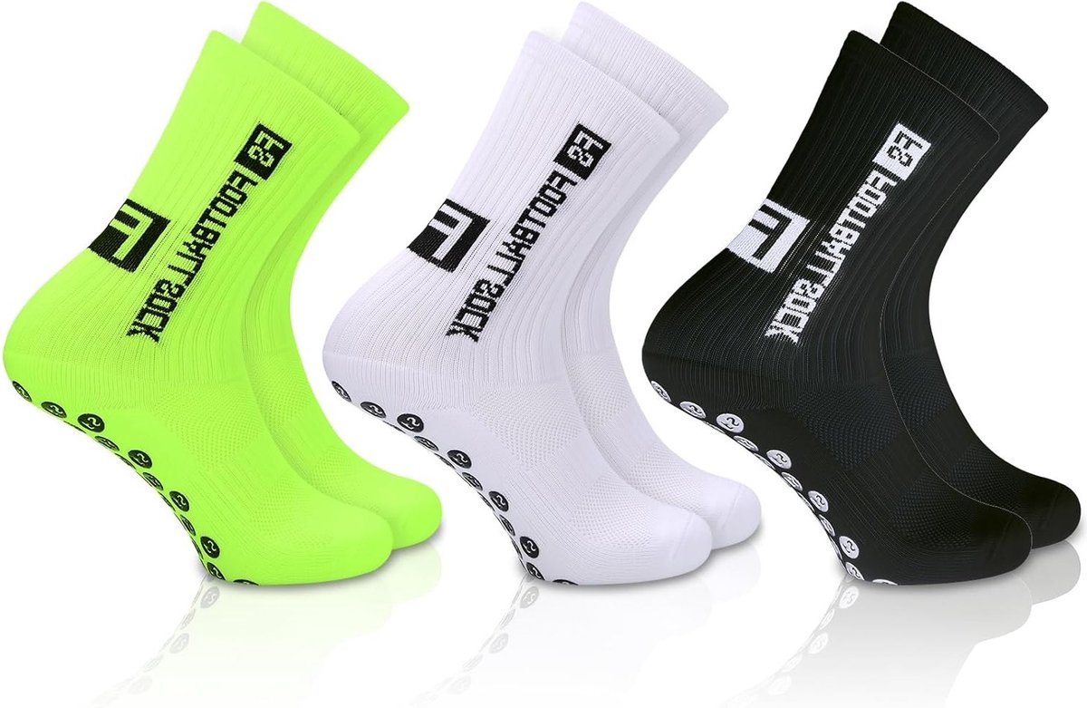 Grip Sokken voor Voetbal - Comfortabele Antislip Sportsokken voor Mannen, Kinderen en Volwassenen, Ademend en Duurzaam, Verkrijgbaar in Groen, Wit en Zwart, Maat Large