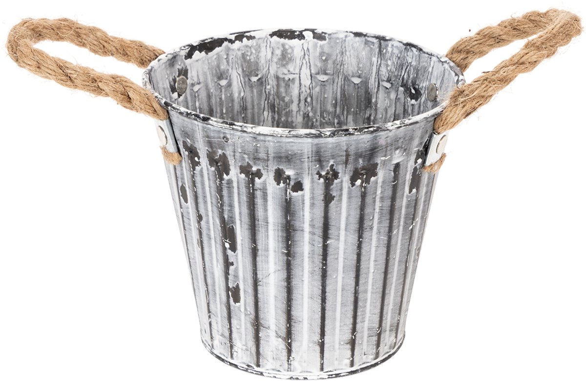 Sierpot met handvatten, metalen cachepot, sierpot voor opplant Ø14.5cm